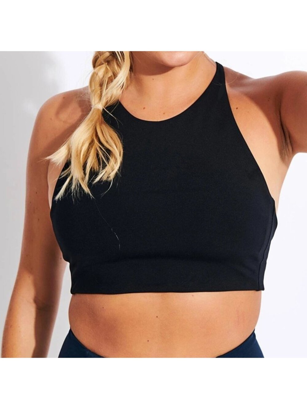 Girlfriend Collective Topanga Halter Sports Bra Black Large #1001